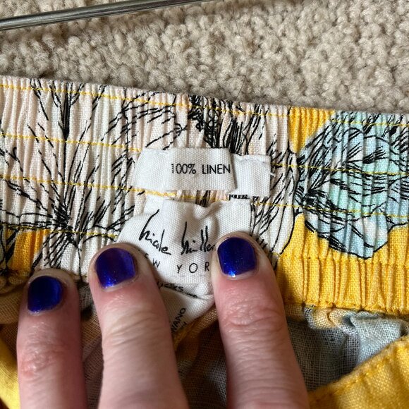 Nicole Miller *Yellow Wide-Leg Linen Pants* | Bright Floral | POCKETS | XS - Picture 9 of 12